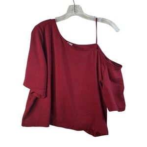 Melrose Market Womens Red One Shoulder Cold Shoulder Sleeve Top XL